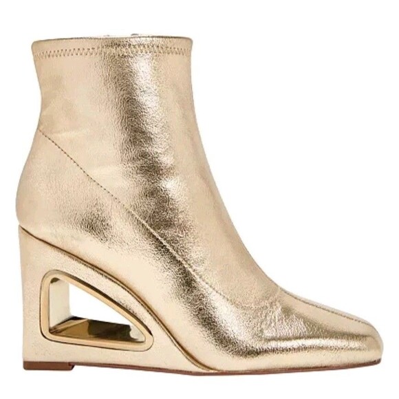 Katy Perry Women's The Hollow Wedge Bootie Gold Ankle Fashion Boots Size 10M - Picture 5 of 5